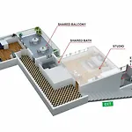 City Center Rooftop Balcony-Studio At Town Hall